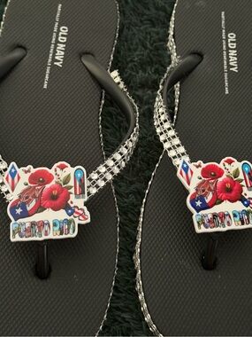 Flip-Flops with Rhinestone Straps and Colorful Puerto Rico Charm